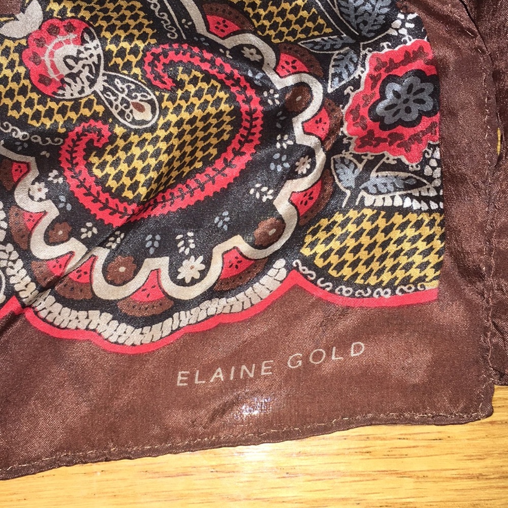 Elaine Gold vintage silk scarf - Picture 2 of 2